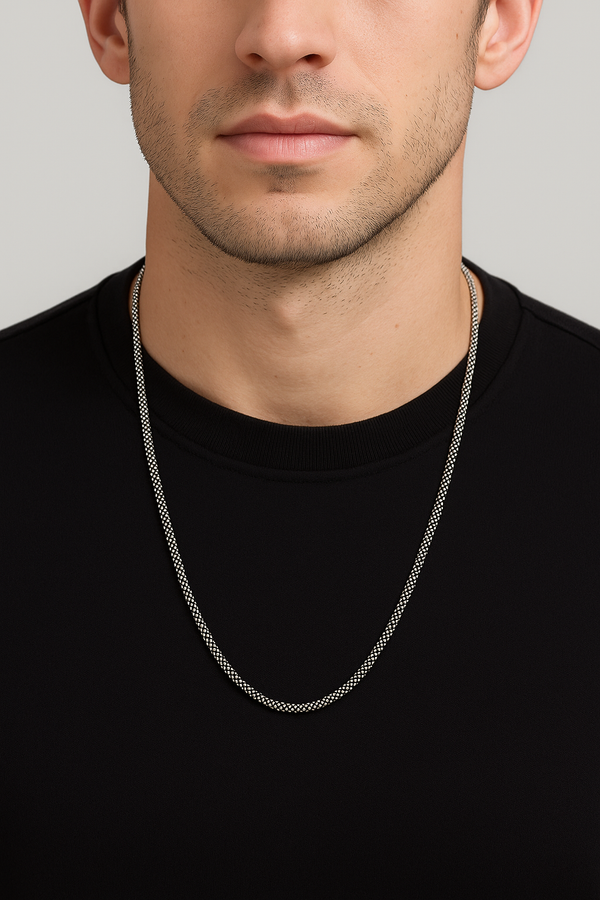 925 Sterling Silver Popcorn Oxidized Chain – Imported