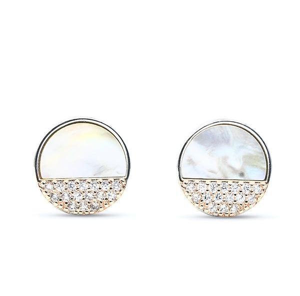 Mother of Pearl & Zirconia Round Stud