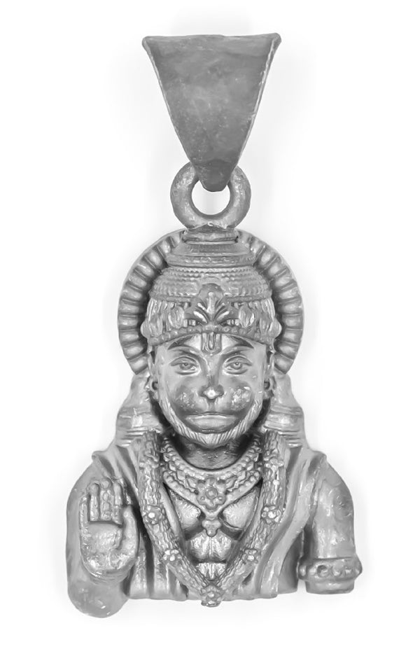 925 Sterling Silver Hanuman Blessing Pendant – Matte Oxidized Finish