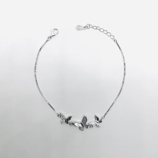 Butterfly Trio Bracelet with Mother-of-Pearl & Zirconia