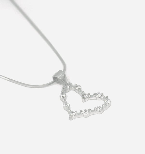 Dazzling Open Heart Pendant Necklace | 925 Sterling Silver