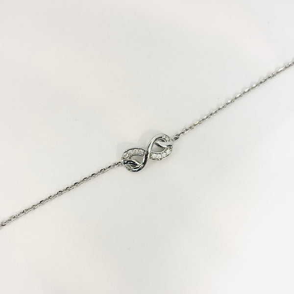 Silver Infinity Symbol Bracelet with Zircon Accents