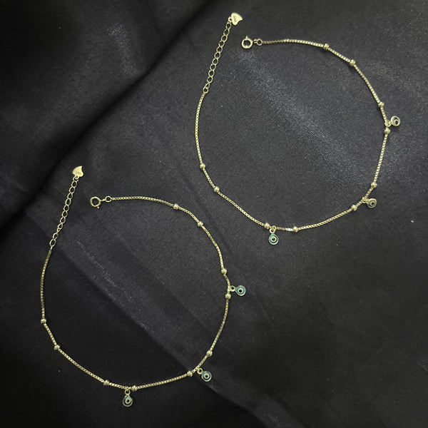Evil Eye Charm Anklet in 925 Sterling Silver