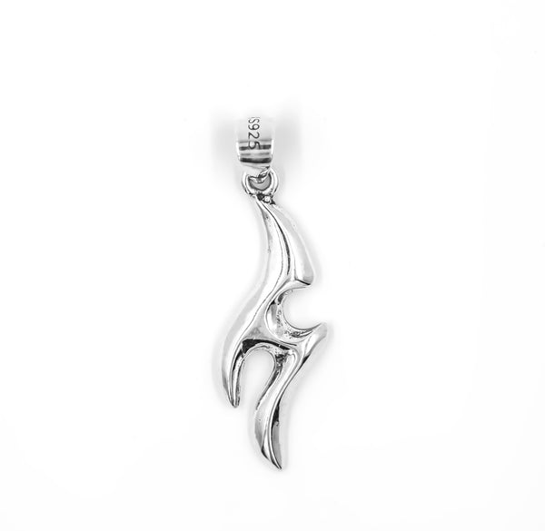 925 Sterling Silver Abstract Flame Pendant – Sleek Modern Design
