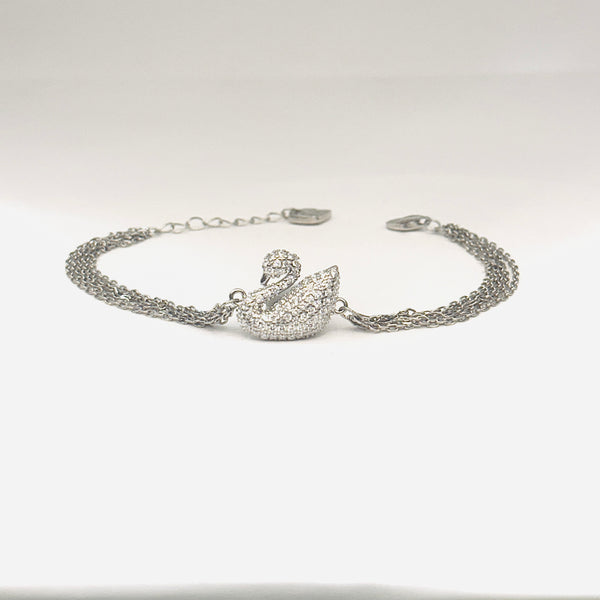Silver Swan Bracelet with Sparkling Zirconia