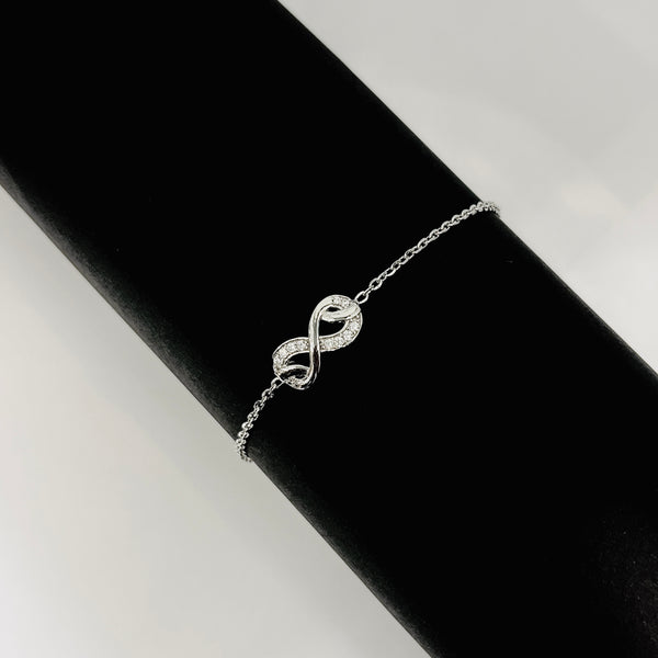Silver Infinity Symbol Bracelet with Zircon Accents