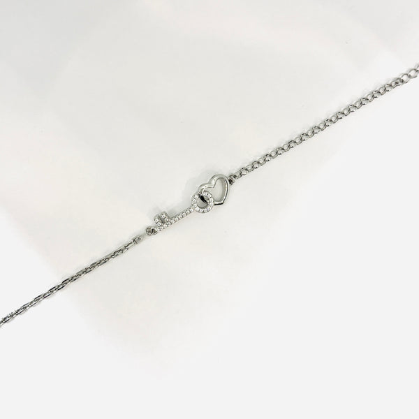 Silver Heart & Key Zirconia Bracelet – Unlock Love