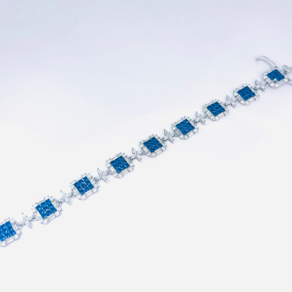 Silver Sapphire-Blue Zirconia Bracelet – Regal Sparkle