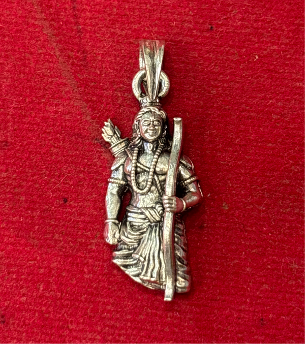 925 Sterling Silver Shri Ram Pendant – Matte Oxidized Finish