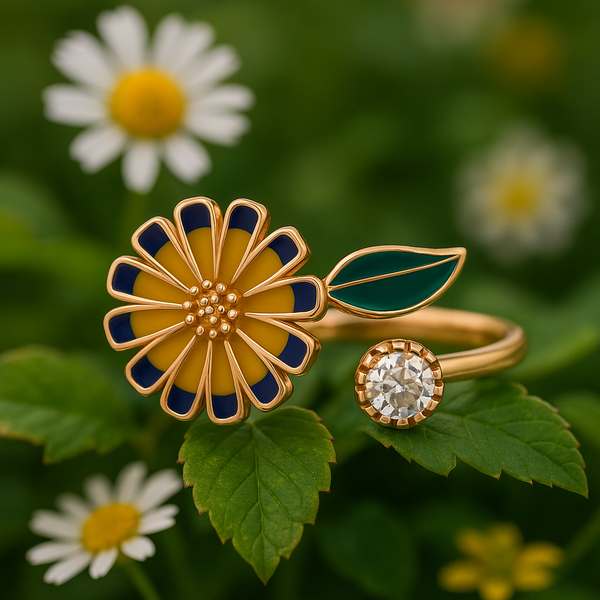 Sunlit Bloom Adjustable Sunflower Ring