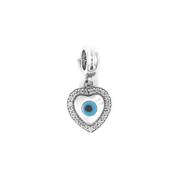 Evil Eye Heart Pendant with Snake Chain