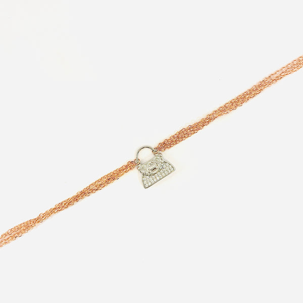 Dual-Tone Rose Gold & Silver Bag Charm Bracelet