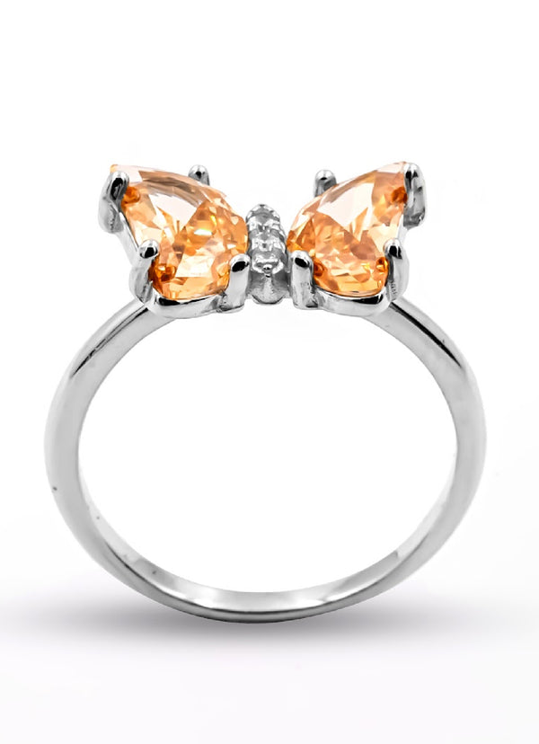 Golden Crystal Butterfly Ring