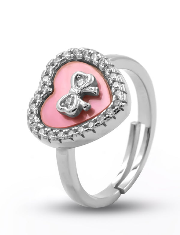 Pink Heart Bow Ring