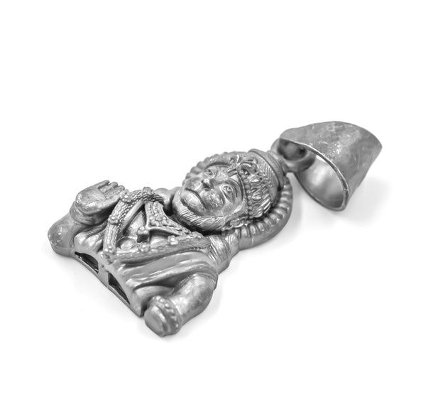 925 Sterling Silver Hanuman Blessing Pendant – Matte Oxidized Finish