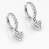 Heart Hoop Dangle Earrings with Sparkling Accents