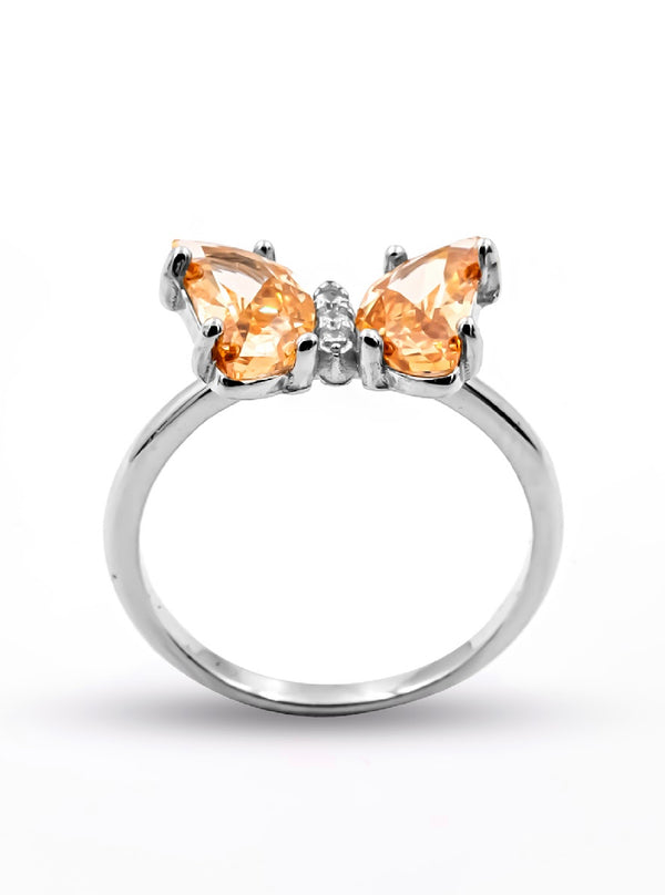 Golden Crystal Butterfly Ring