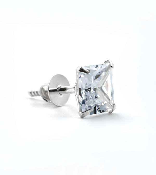 925 Silver White Square Stud for Men