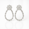Floral Top Baguette Zirconia Drop Earrings