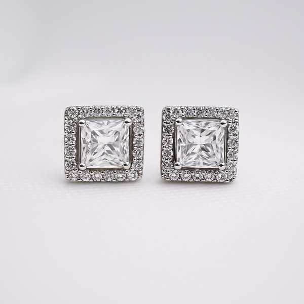 Princess-Cut Zirconia Square Stud
