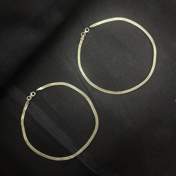 Italian Plain Silver Anklet in 925 Sterling Silver