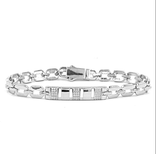 Link Bracelet with CZ Accents