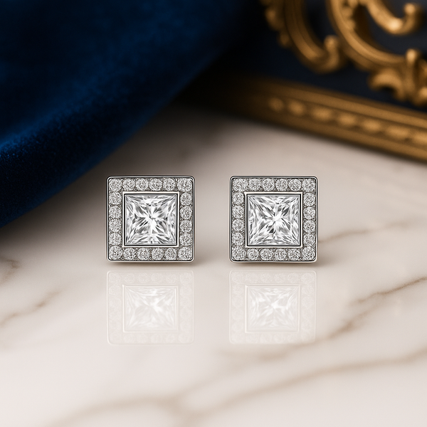 Princess-Cut Zirconia Square Stud
