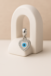 925 Sterling Silver Evil Eye Heart Pendant with CZ Accents