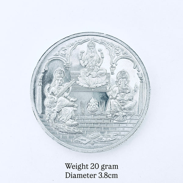 20g -50g-Pure Silver Coin – Lakshmiji Ganeshji Saraswatiji Design