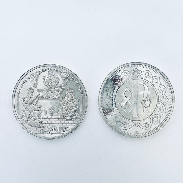 20g -50g-Pure Silver Coin – Lakshmiji Ganeshji Saraswatiji Design