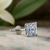 925 Silver White Square Stud for Men