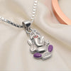 925 Sterling Silver Lord Ganesha Pendant with Purple Accents