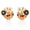 Floral Bird Studs in Pure 925 Silver with Zirconia