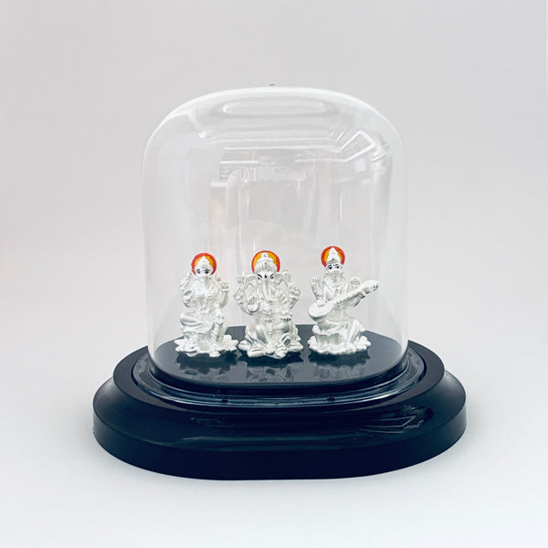 999 Pure Silver Trimurti Idol (Lakshmiji, Ganeshji & Saraswatiji )