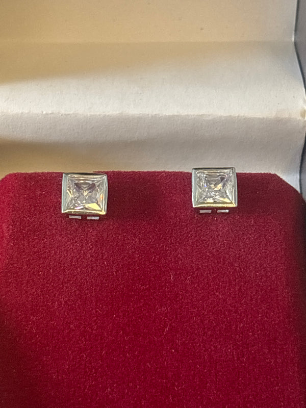 Princess Cut Zircon Stud