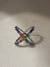 Rainbow Cross Baguette Ring