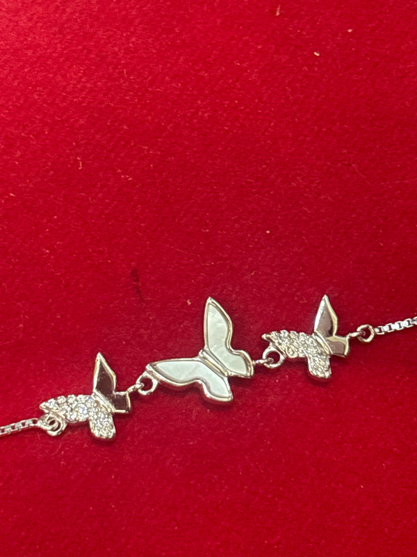 Butterfly Trio Bracelet with Mother-of-Pearl & Zirconia