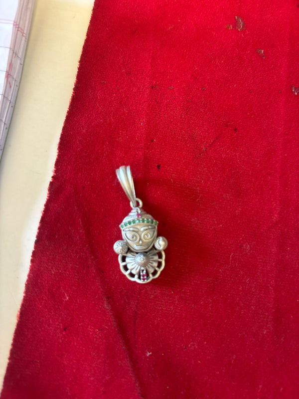 925 Sterling Silver Jagannath Pendant – Divine Matte Oxidized Finish