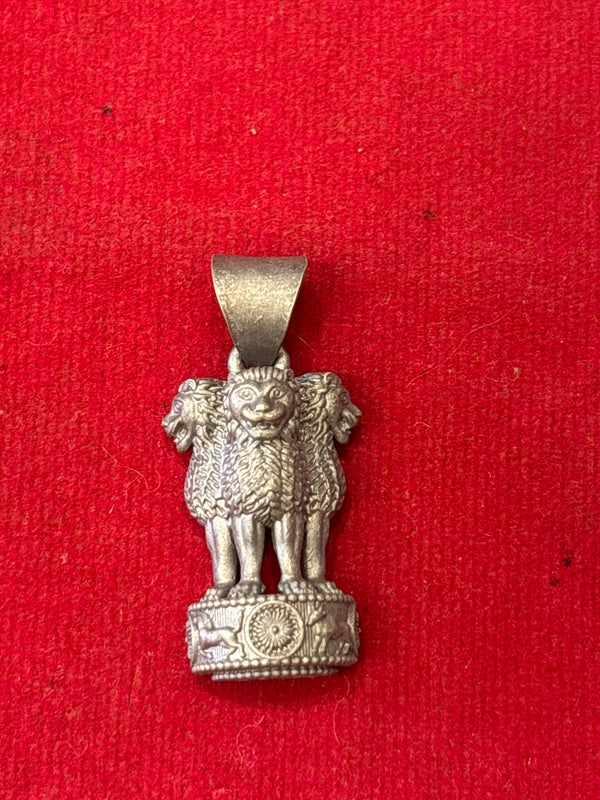 925 Sterling Silver Ashoka Pillar Pendant, Matte Oxidized Finish