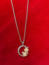 Celestial Bloom Moon Necklace | 925 Sterling Silver with Champagne Gold Accents