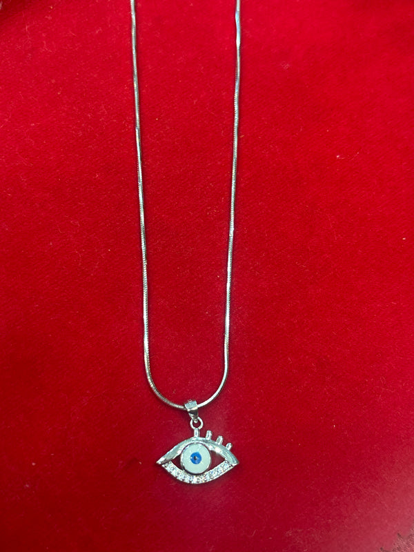 Mystic Gaze Necklace – 925 Sterling Silver Evil Eye with CZ Halo