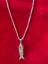 Silver Fishbone Men’s Pendant with Chain – Bold Statement Design