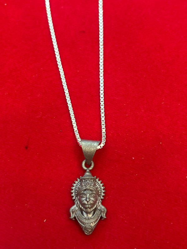 Hanumanji Pendant with Box Chain – 925 Sterling Silver